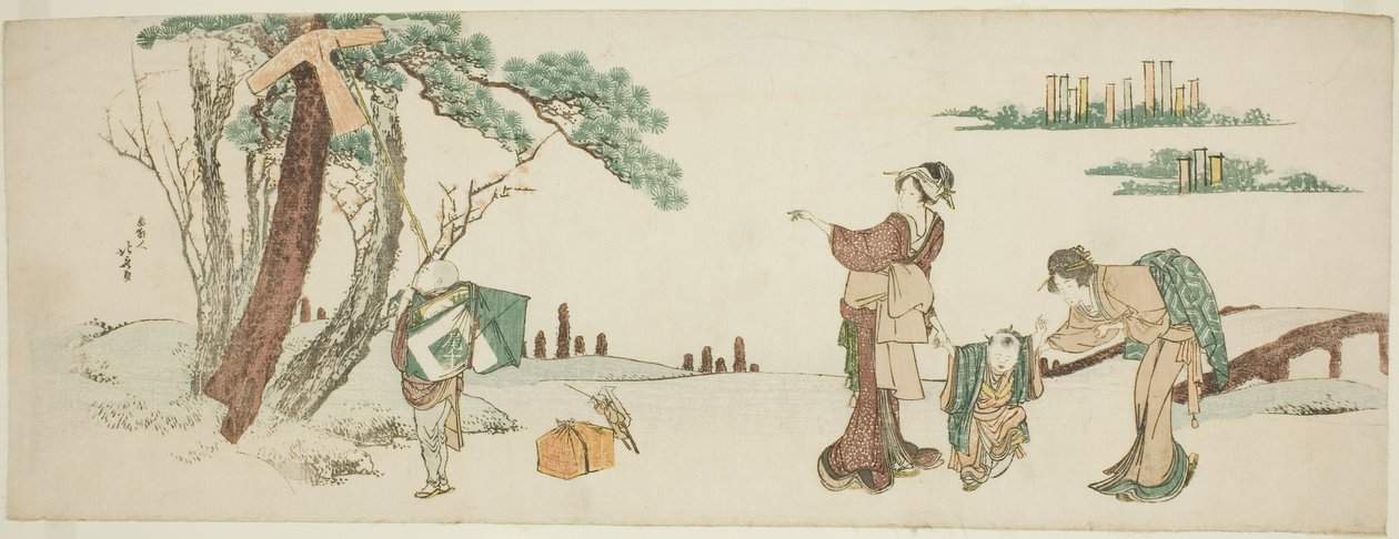 Ragazzo che fa volare un aquilone da Katsushika Hokusai