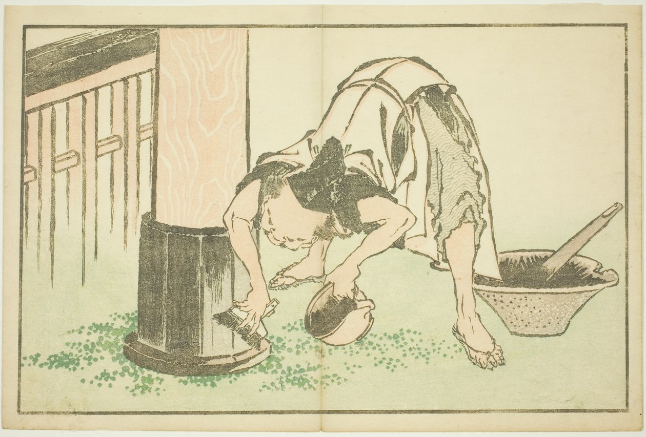 Artigiano che lavora al tempio, da Il libro illustrato dei dipinti realistici di Hokusai da Katsushika Hokusai
