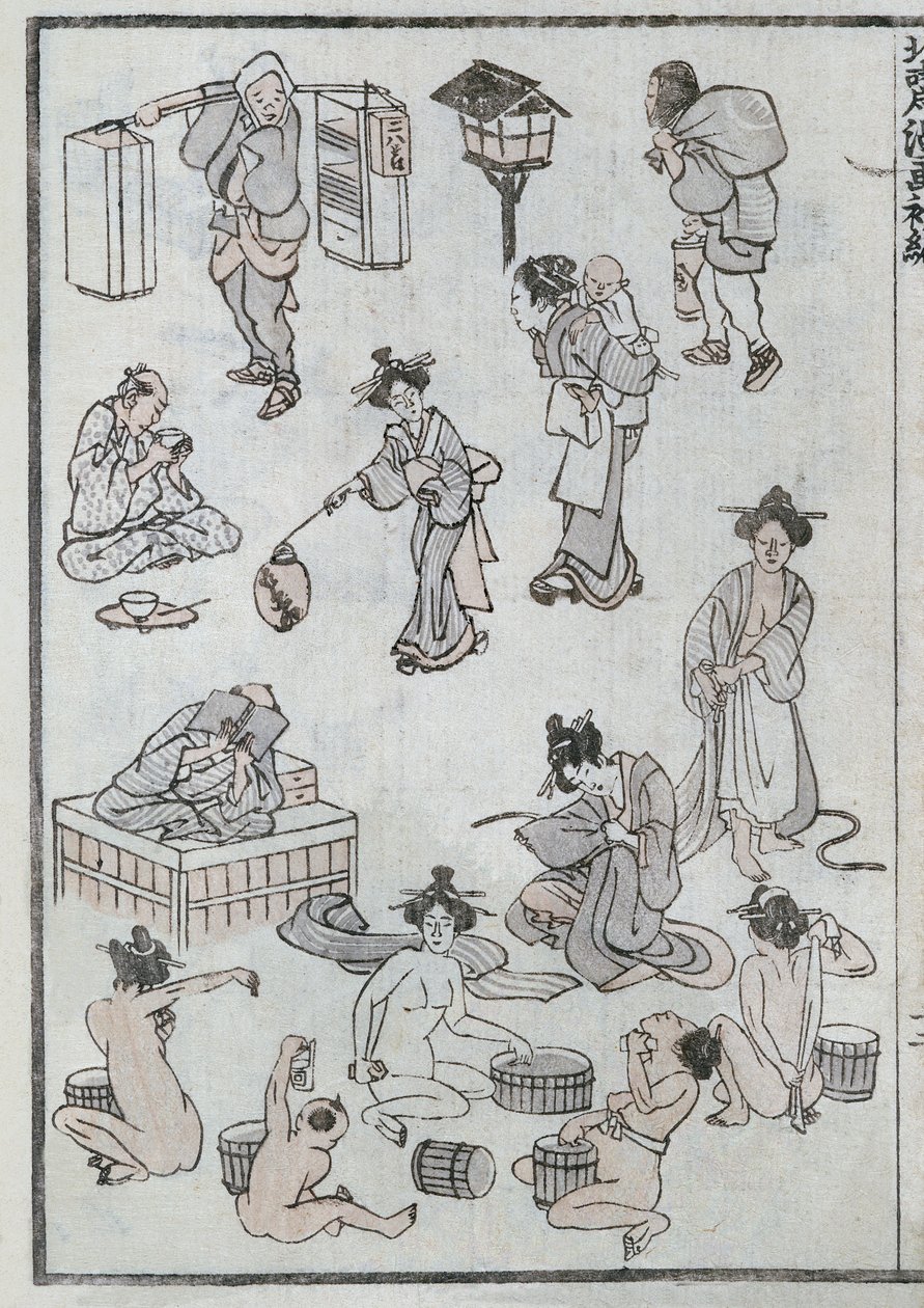 Gesti della vita quotidiana, da un Manga da Katsushika Hokusai