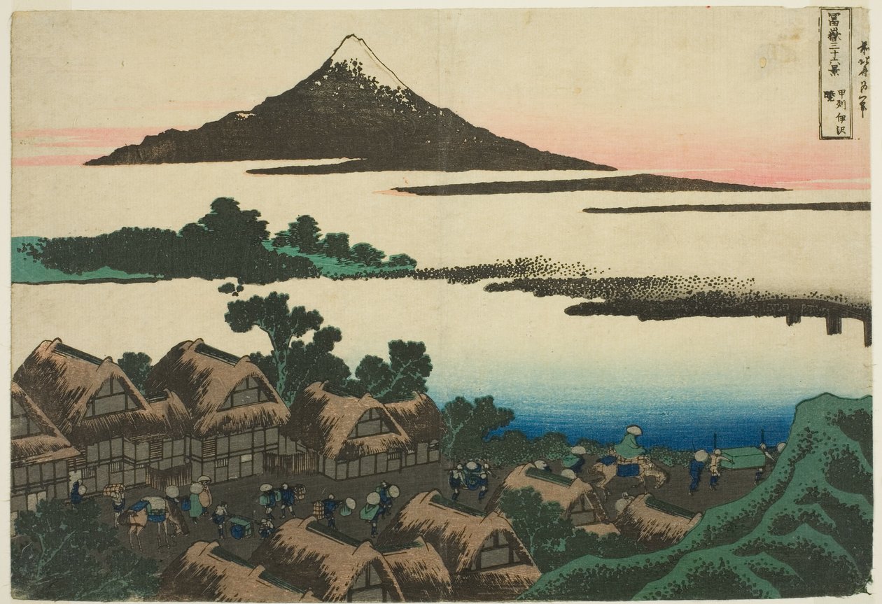 Alba a Isawa nella provincia di Kai (Koshu Isawa no akatsuki), dalla serie "Trentasei vedute del Monte Fuji (Fugaku sanjurokkei)" da Katsushika Hokusai