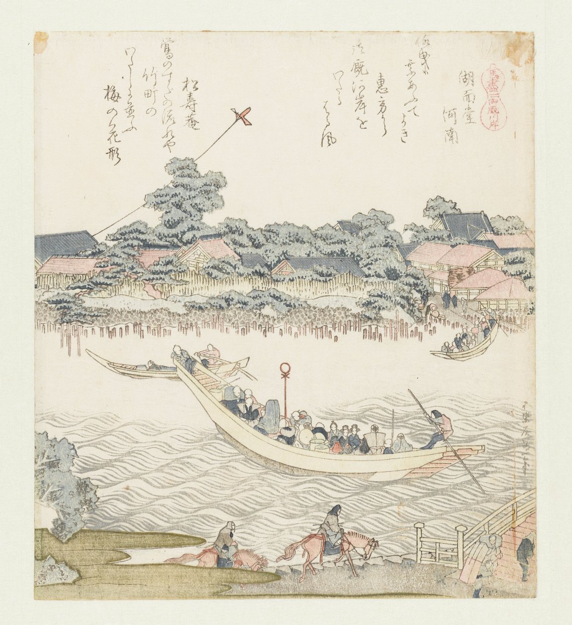 La riva del fiume Onmaya (serie di cavalli) da Katsushika Hokusai