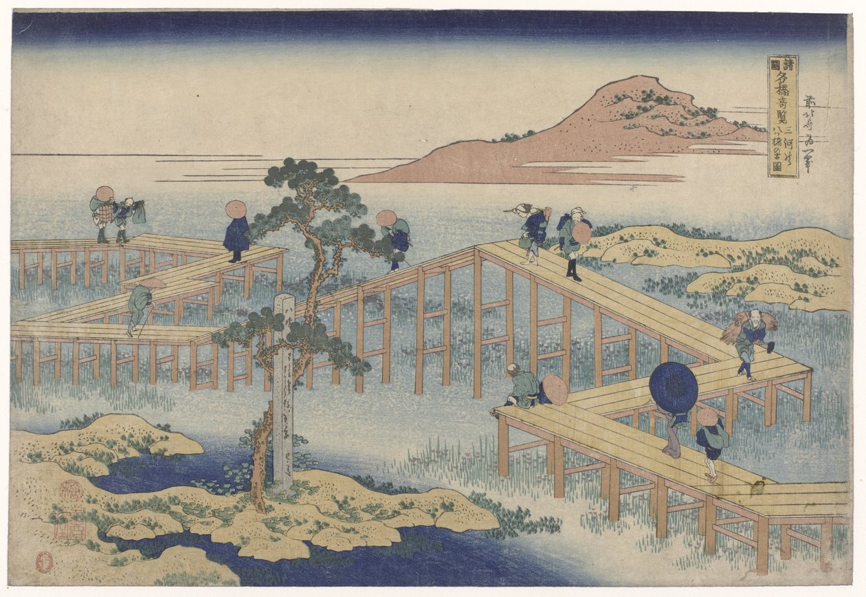 Il ponte a zigzag nella provincia di Mikawa da Katsushika Hokusai