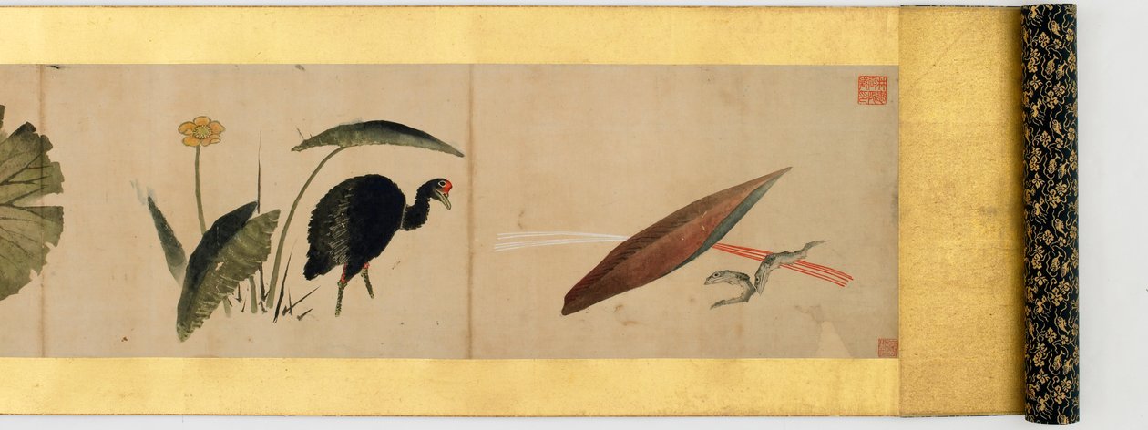 (dettaglio) di un Rotolo con Immagini Varie, Periodo Edo, 1839 da Katsushika Hokusai