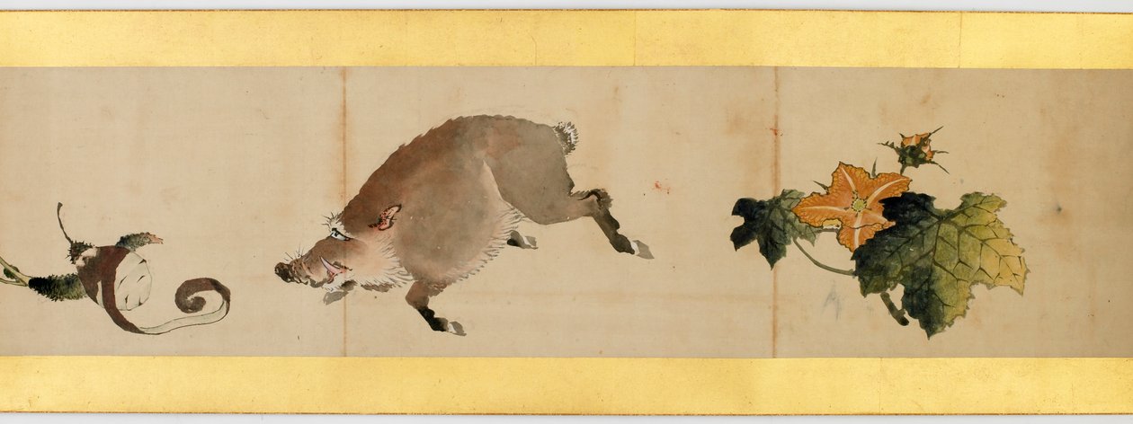 (dettaglio) di un Rotolo con Immagini Varie, Periodo Edo, 1839 da Katsushika Hokusai