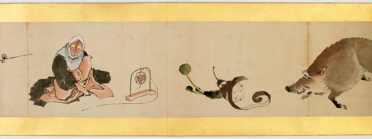 (dettaglio) di un Rotolo con Immagini Varie, Periodo Edo, 1839 da Katsushika Hokusai