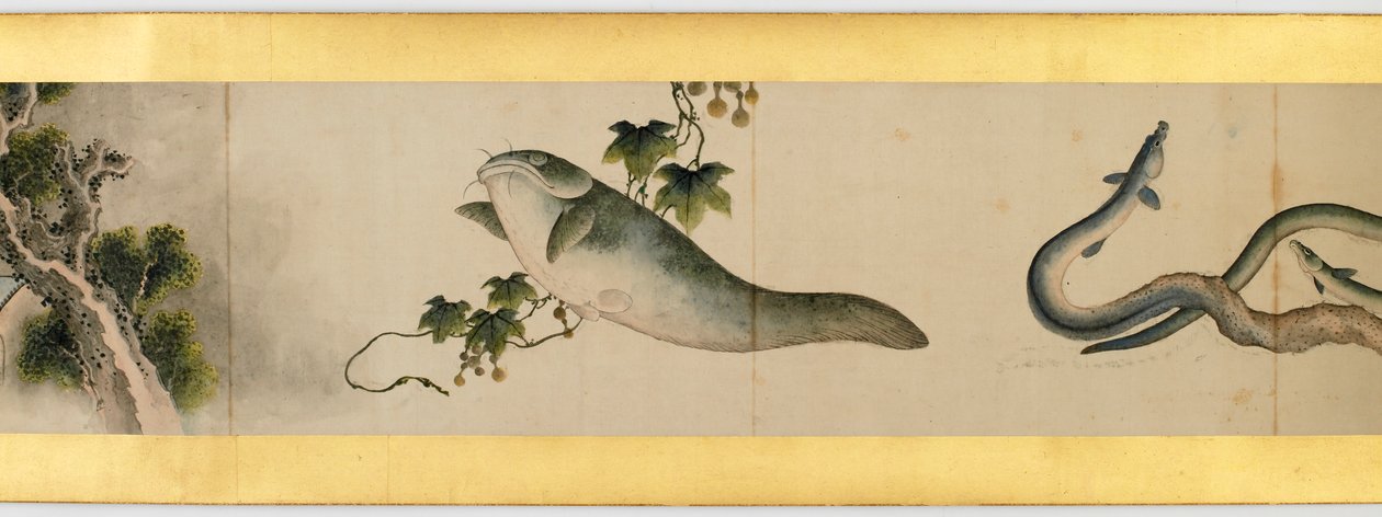 (dettaglio) di un Rotolo con Immagini Varie, Periodo Edo, 1839 da Katsushika Hokusai