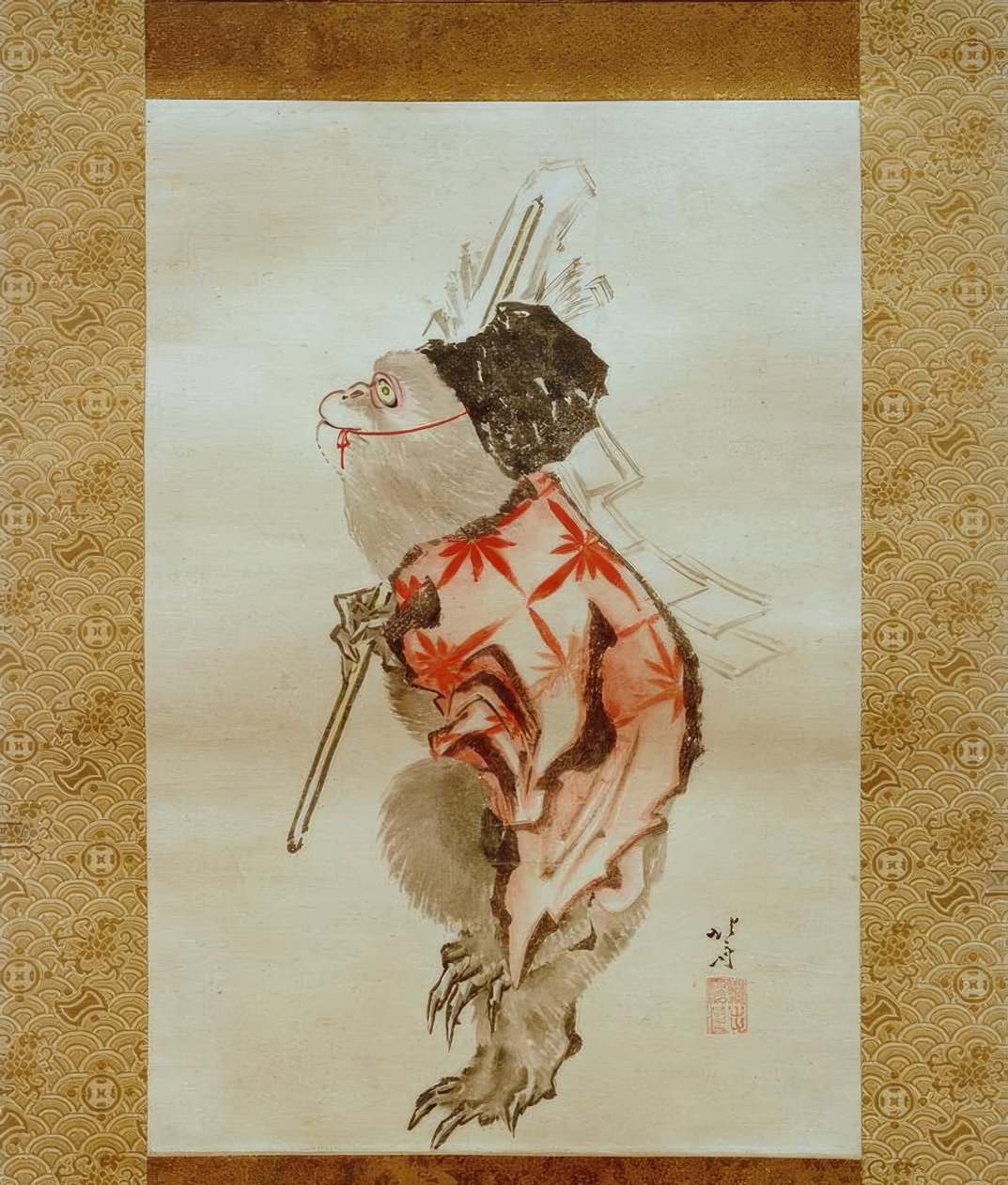 Scimmia addestrata da Katsushika Hokusai