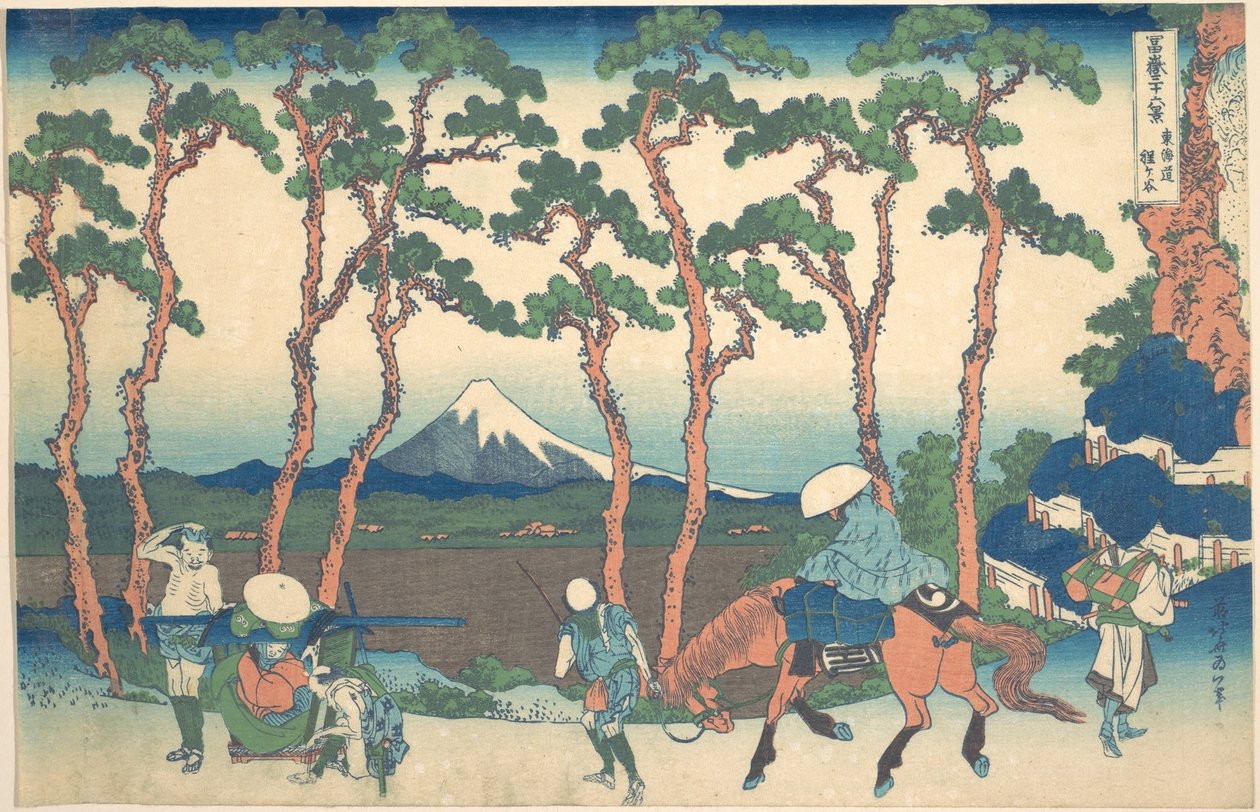 Hodogaya sulla Tōkaidō (Tōkaidō Hodogaya), dalla serie “Le trentasei vedute del Monte Fuji” (Fugaku sanjūrokkei) da Katsushika Hokusai