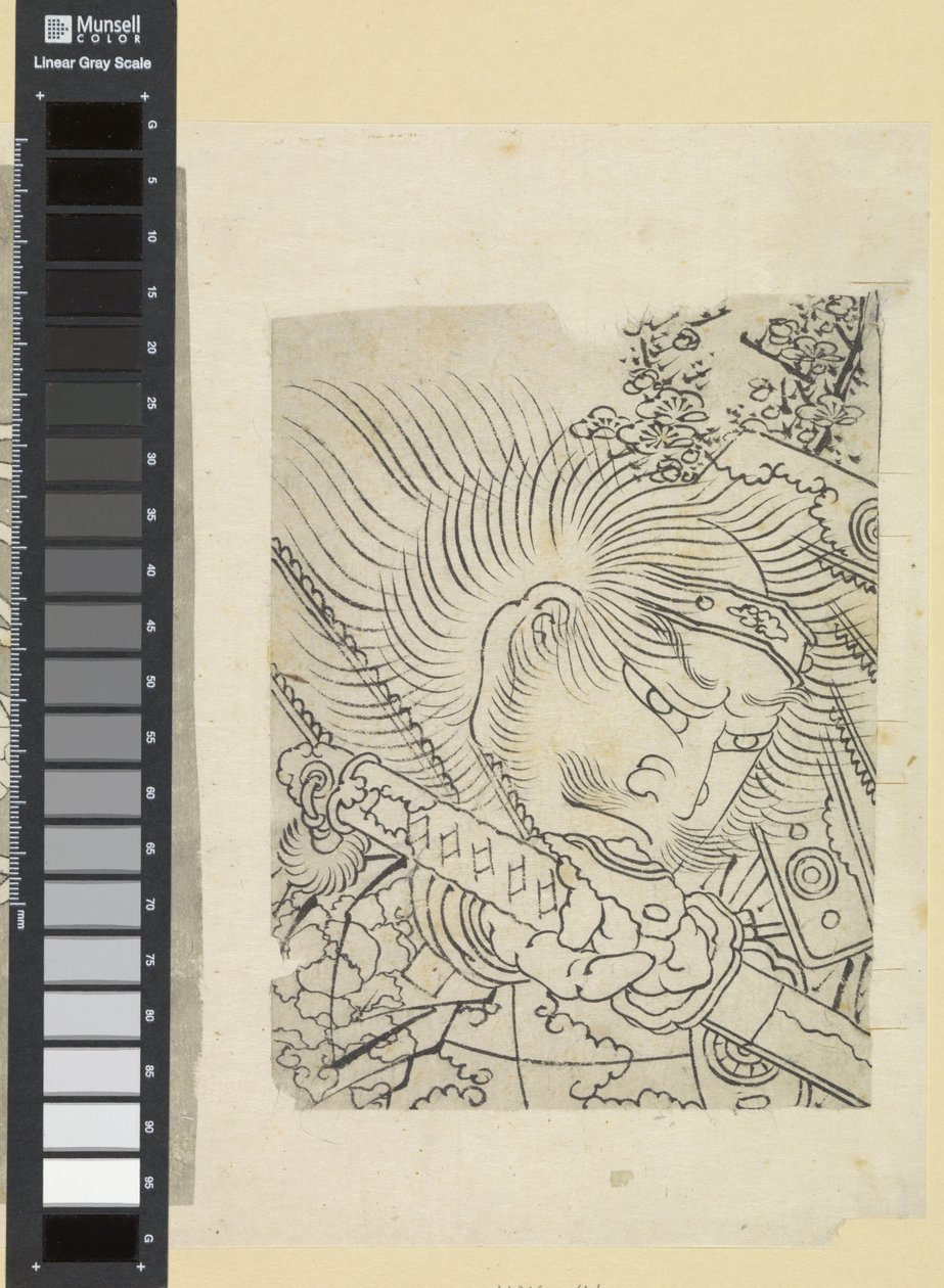 Testa di un samurai sotto i fiori di ciliegio da Katsushika Hokusai