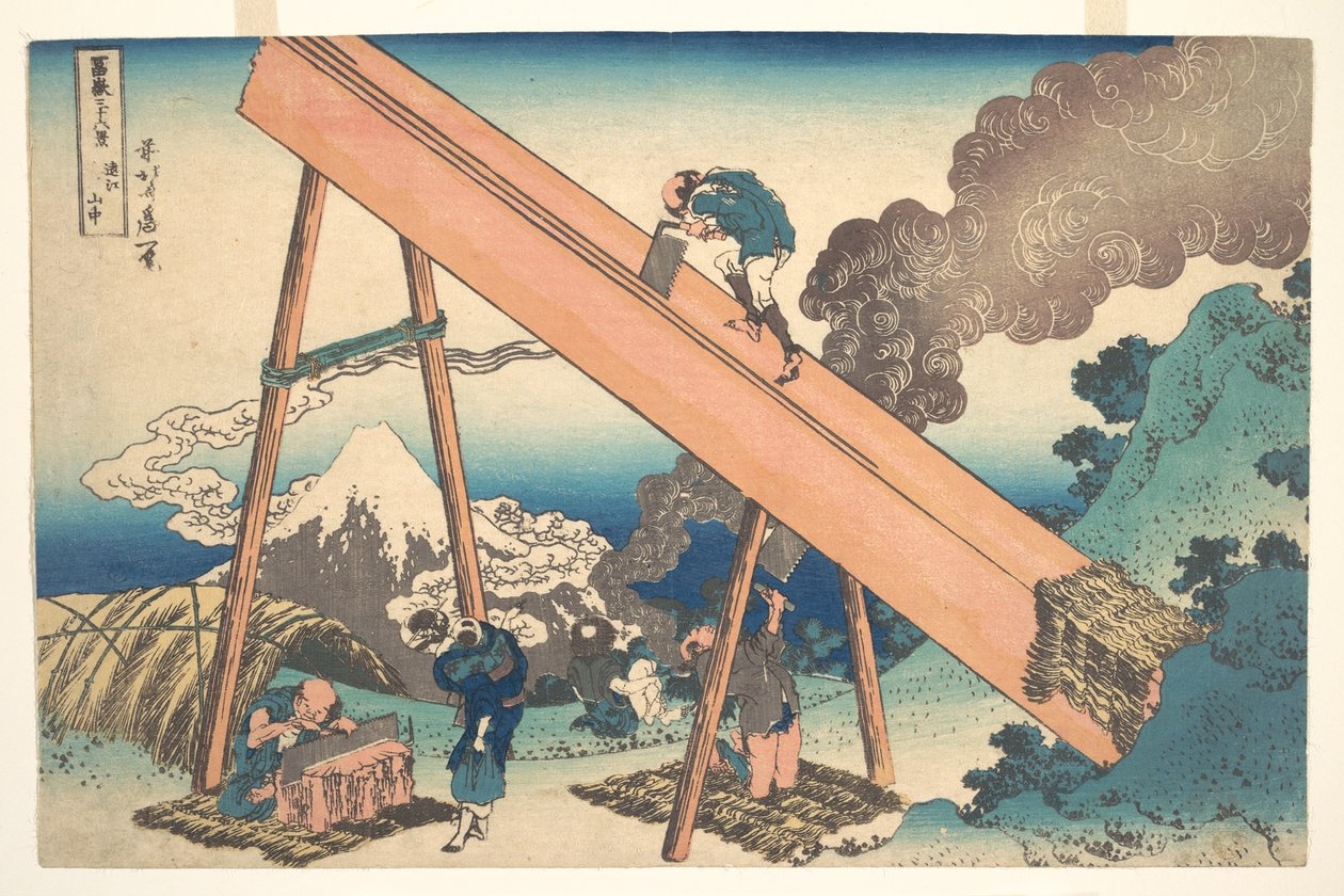 Nelle montagne della provincia di Tōtomi (Tōtomi sanchū), dalla serie “Le trentasei vedute del Monte Fuji” (Fugaku sanjūrokkei) da Katsushika Hokusai