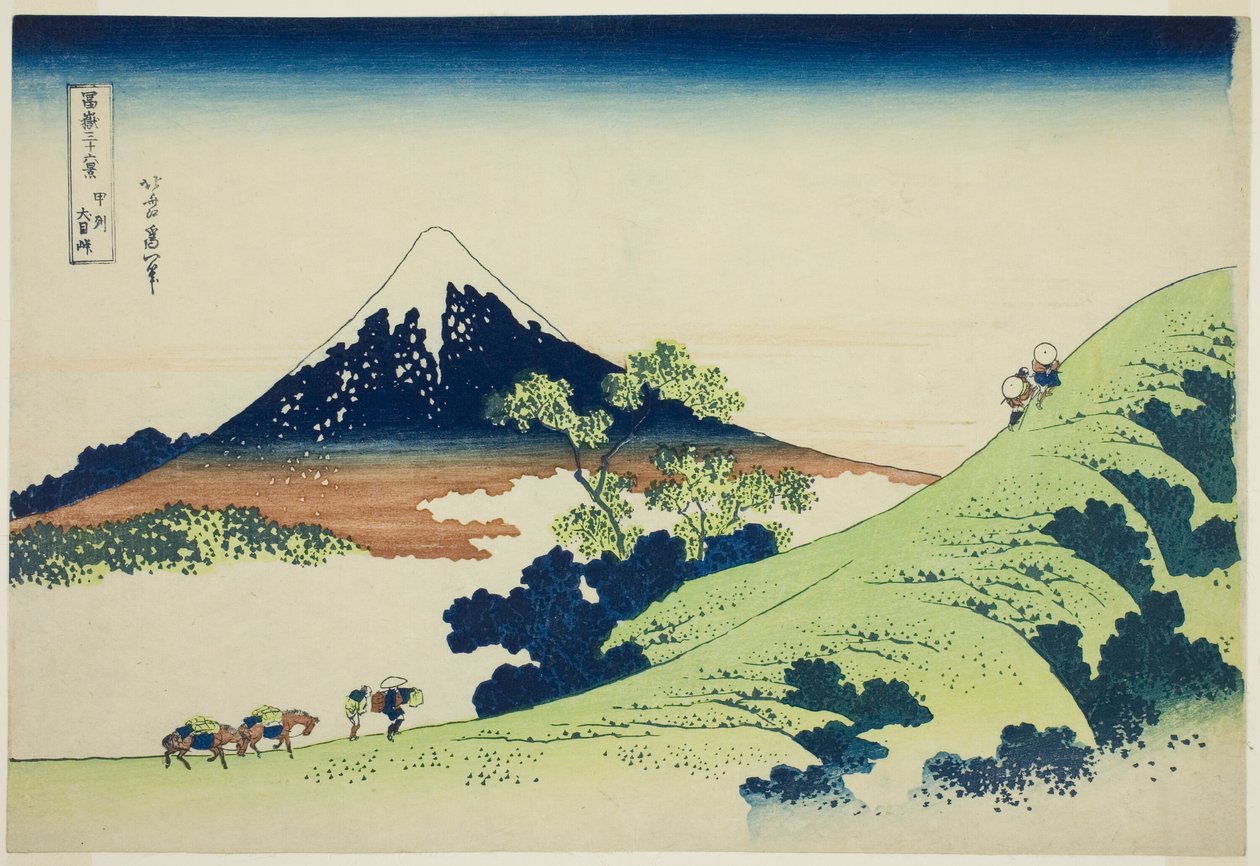 Passo Inume nella provincia di Kai (Koshu Inume-toge), dalla serie "Trentasei vedute del Monte Fuji (Fugaku sanjurokkei)" da Katsushika Hokusai