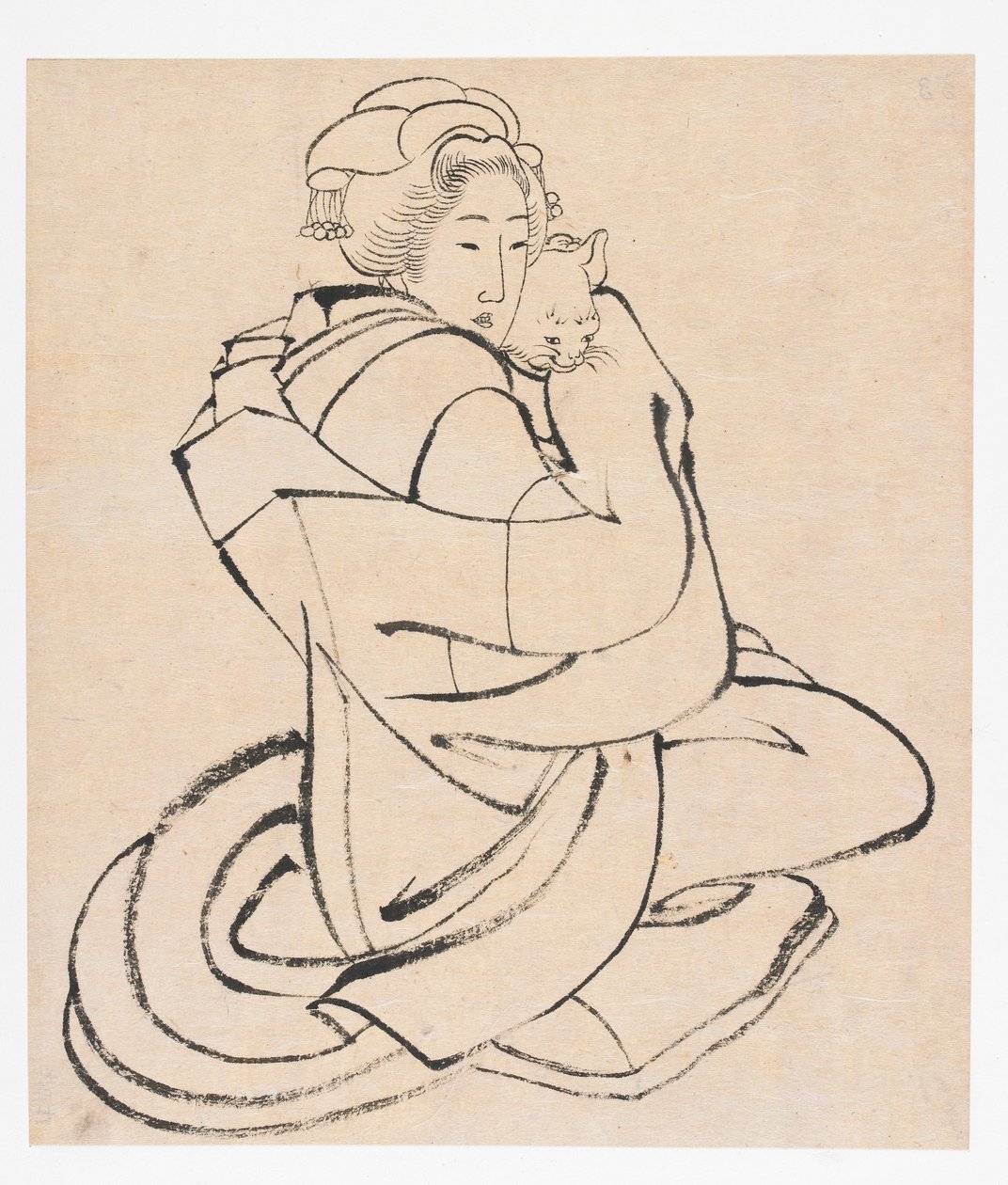 Donna che tiene un gatto, periodo Edo, ca. 1810s da Katsushika Hokusai