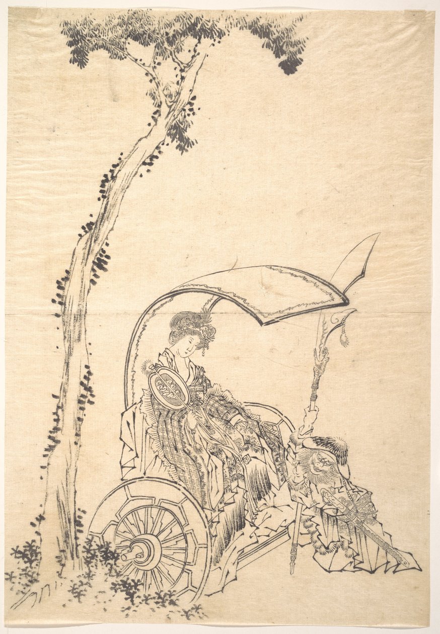 Una signora su un carro da Katsushika Hokusai