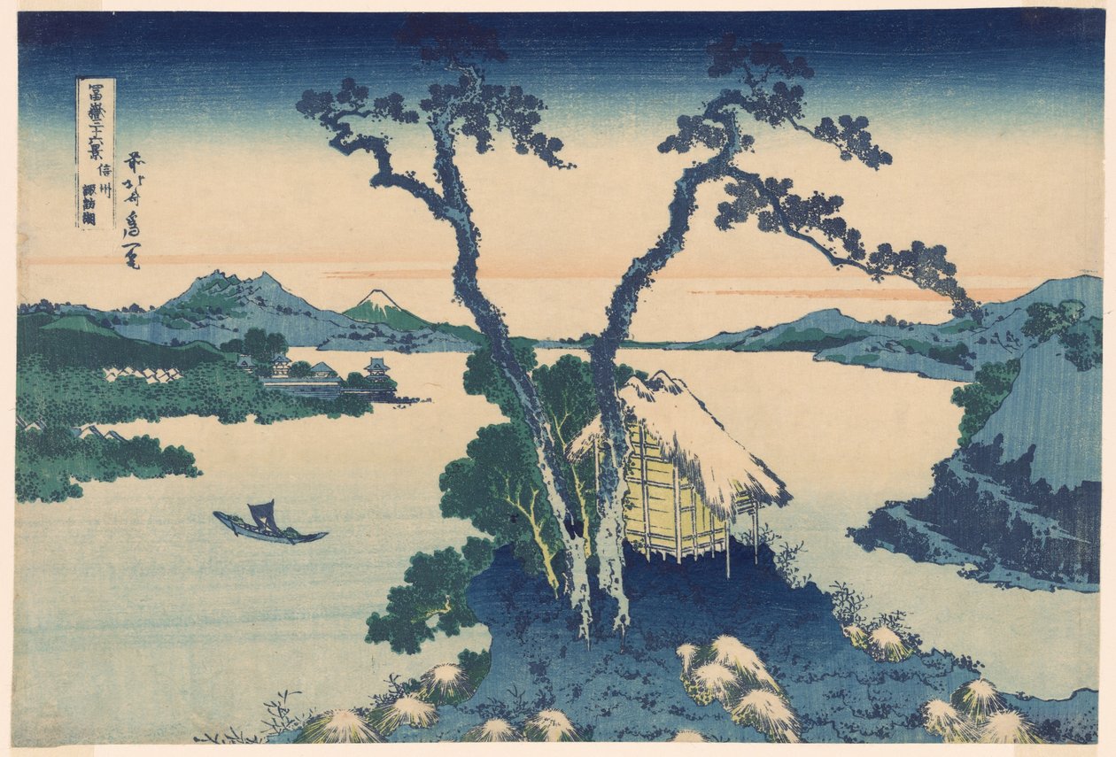 Lago Suwa nella provincia di Shinano (Shinshu Suwako), dalla serie "Trentasei vedute del Monte Fuji (Fugaku sanjurokkei)" da Katsushika Hokusai