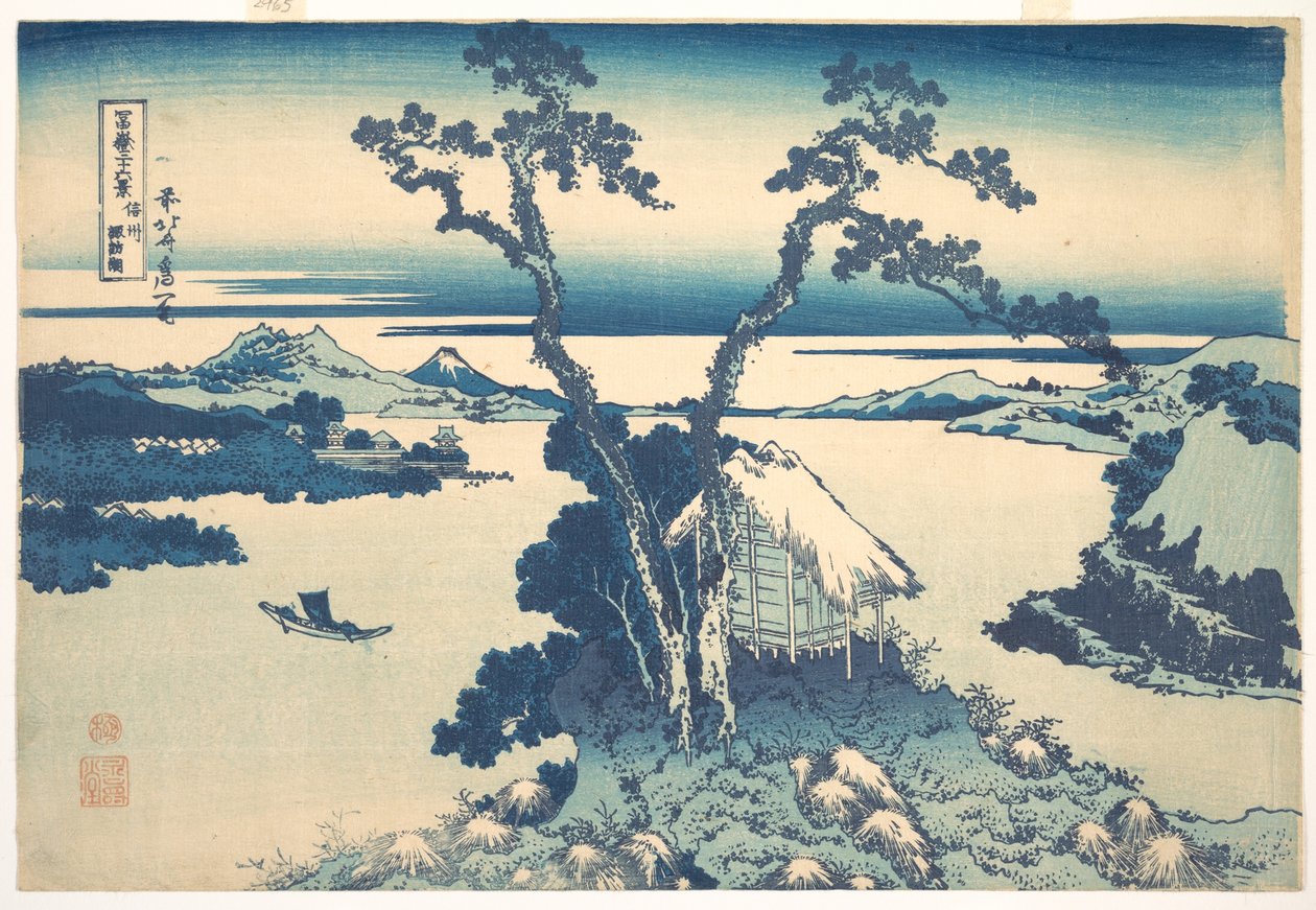 Il lago Suwa nella provincia di Shinano (Shinshū Suwako), dalla serie “Le trentasei vedute del Monte Fuji” (Fugaku sanjūrokkei) da Katsushika Hokusai