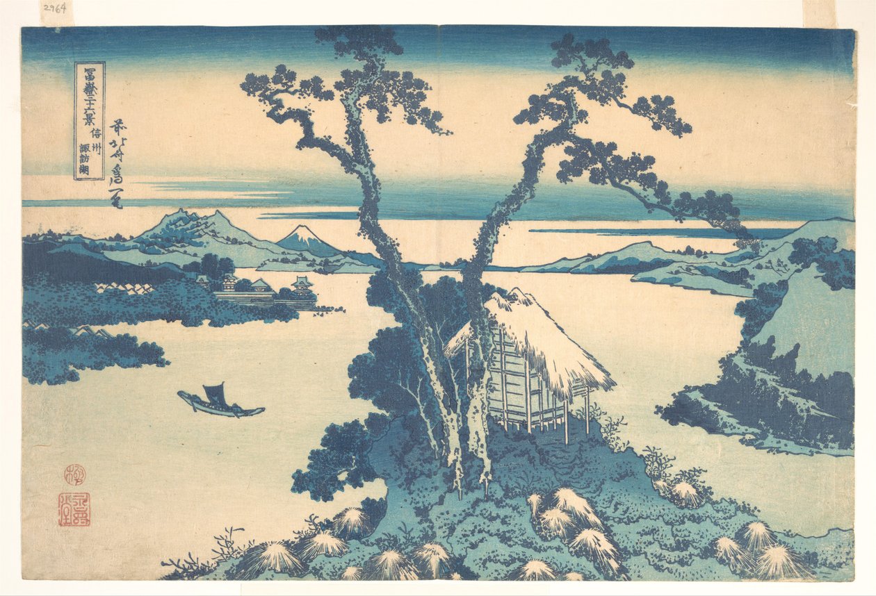 Il lago Suwa nella provincia di Shinano (Shinshū Suwako), dalla serie “Le trentasei vedute del Monte Fuji” (Fugaku sanjūrokkei) da Katsushika Hokusai