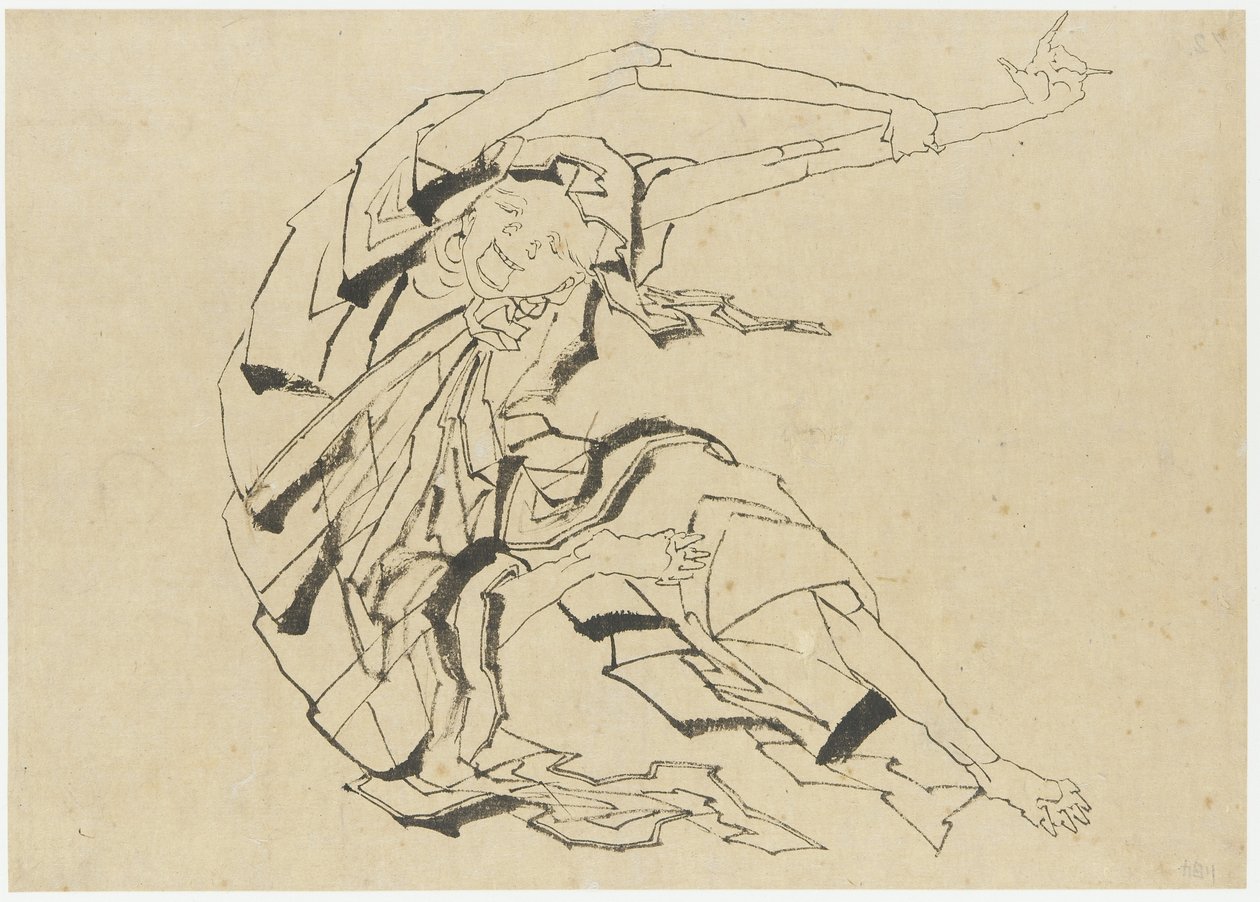 Uomo dalle braccia lunghe che si allunga, periodo Edo da Katsushika Hokusai