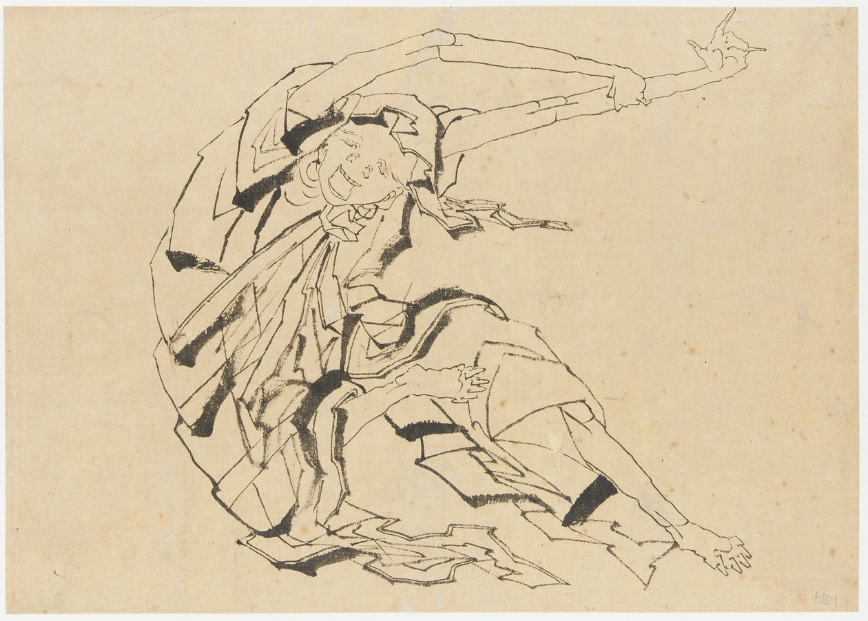 Uomo dalle braccia lunghe che si allunga, periodo Edo da Katsushika Hokusai