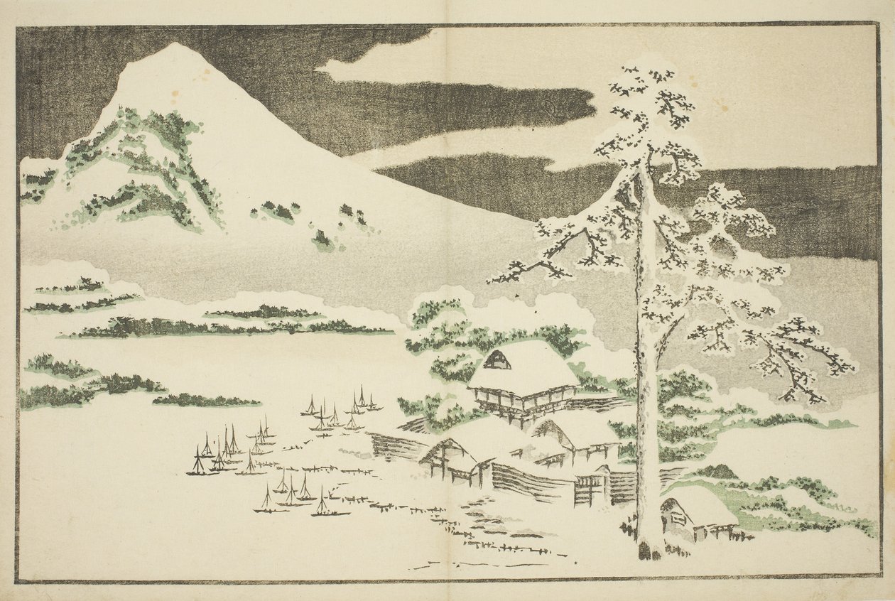 Monte Fuji in inverno, dal libro illustrato di pitture realistiche di Hokusai da Katsushika Hokusai