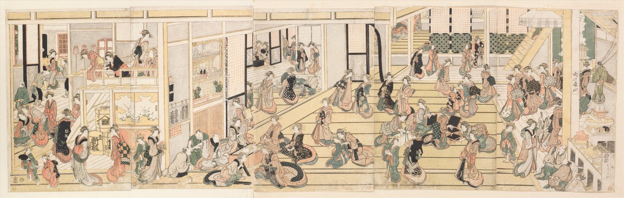 Il giorno di Capodanno al bordello Ōgiya, a Yoshiwara da Katsushika Hokusai