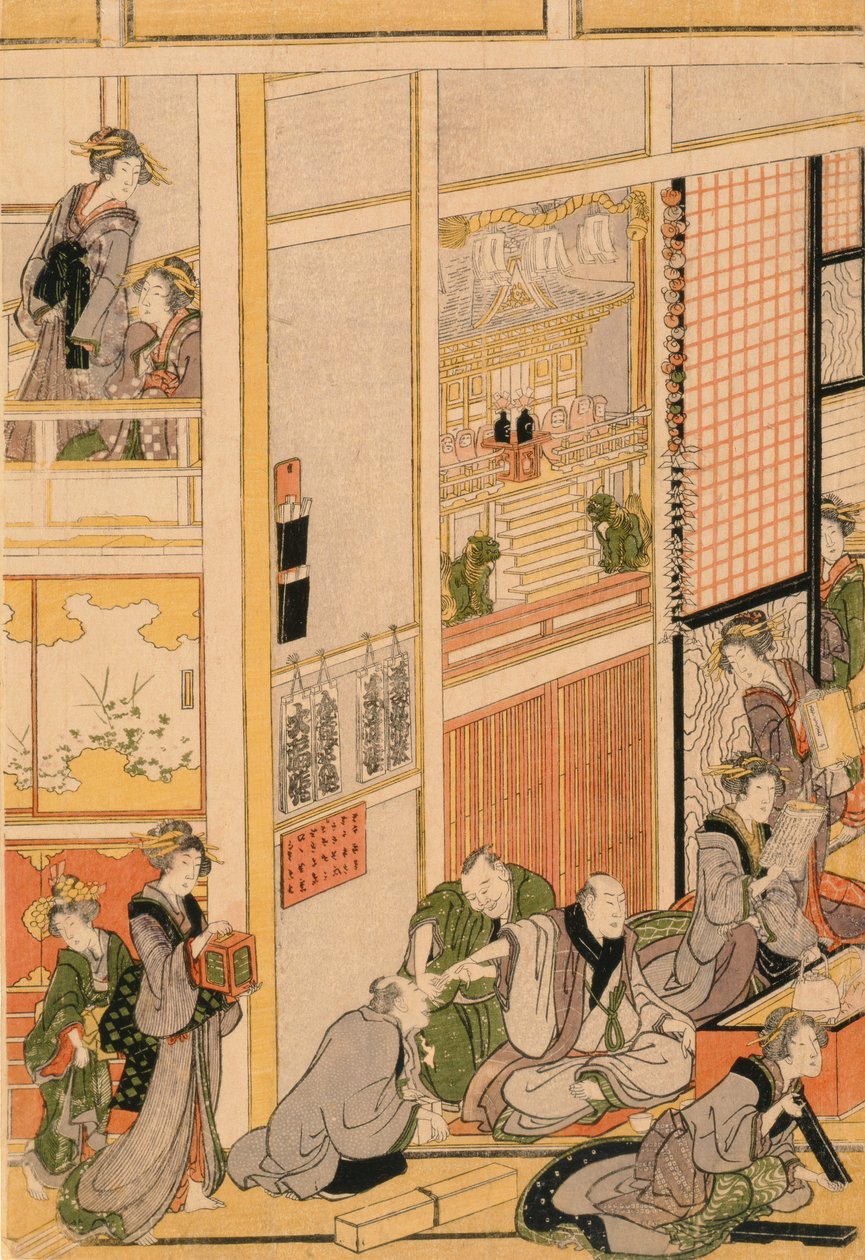 Capodanno alla casa da tè Ogi-ya, c.1810 da Katsushika Hokusai
