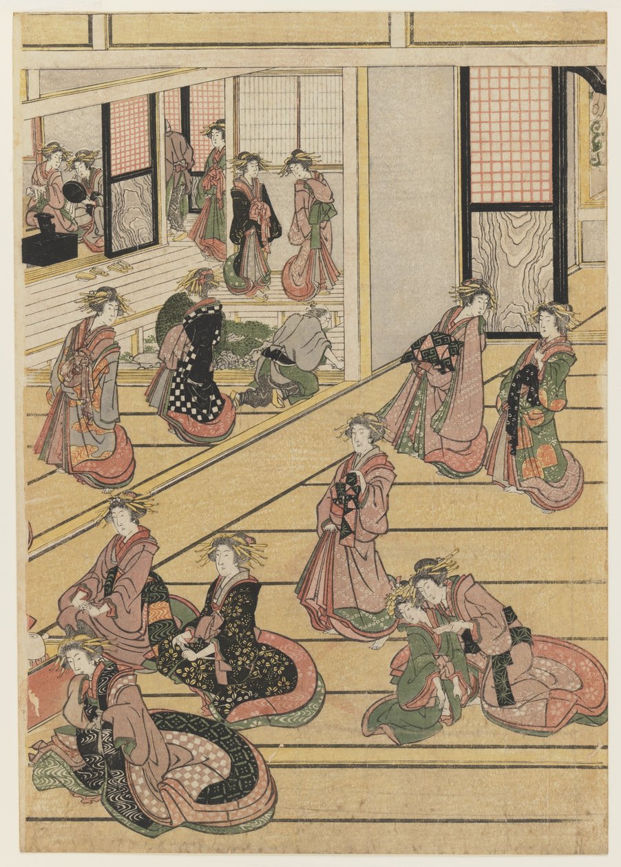Capodanno alla casa da tè Ogi-ya, c.1810 da Katsushika Hokusai