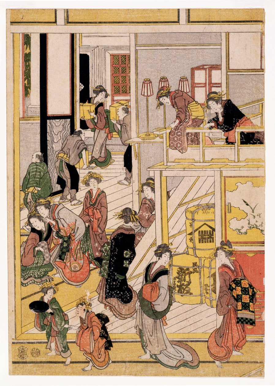 Giorni di Capodanno della casa da tè Ogi-ya, c.1810 da Katsushika Hokusai