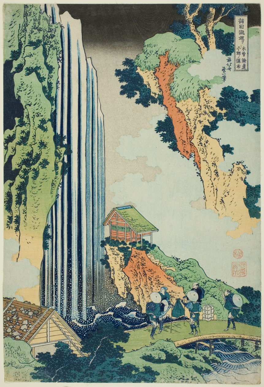 Cascate di Ono sulla strada Kisokaidō, dalla serie Tour delle cascate in varie province (Shokoku taki meguri) da Katsushika Hokusai
