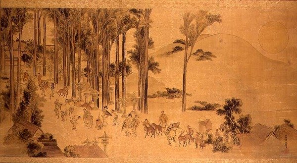 Pellegrini al Santuario di Kasuga (dipinto su seta) da Katsushika Hokusai