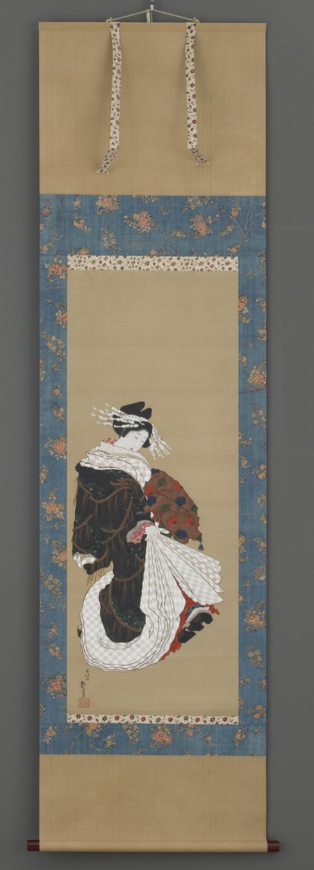 Ritratto di una cortigiana che cammina da Katsushika Hokusai