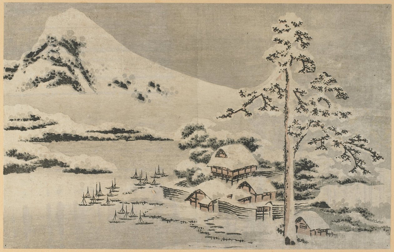 Il villaggio sul mare sotto la neve da Katsushika Hokusai