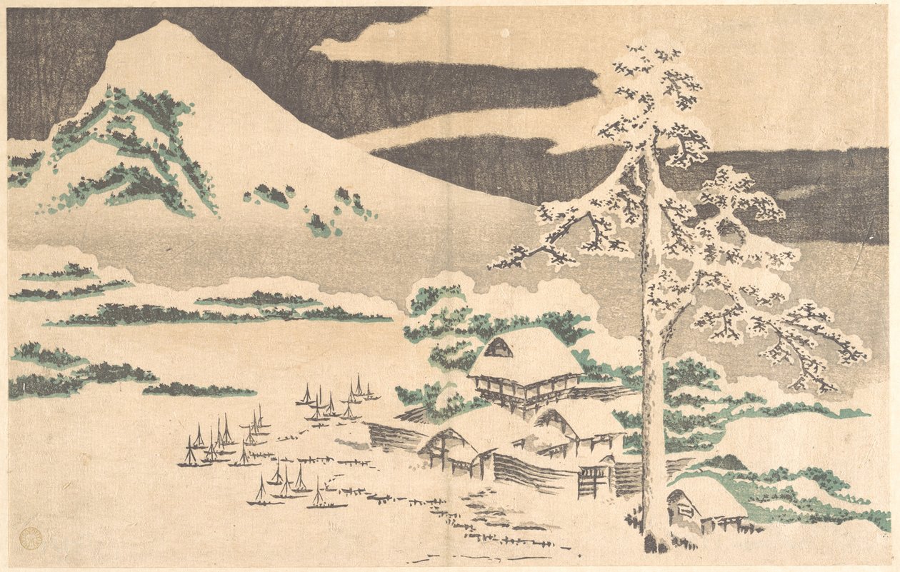 Villaggio sul mare in inverno, dall’*Album di immagini realistiche* (Hokusai shashin gafu) di Hokusai da Katsushika Hokusai