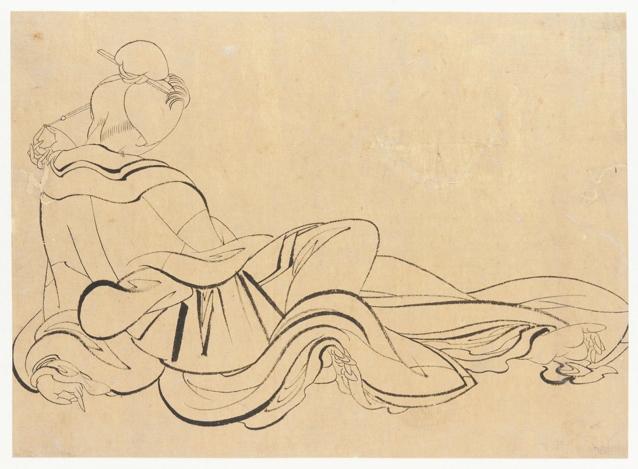 Donna seduta che si gratta la testa, fine XVIII-inizio XIX secolo da Katsushika Hokusai