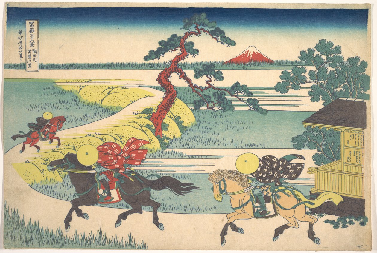Il villaggio di Sekiya sul fiume Sumida (Sumidagawa Sekiya no sato), dalla serie “Le trentasei vedute del Monte Fuji” (Fugaku sanjūrokkei) da Katsushika Hokusai