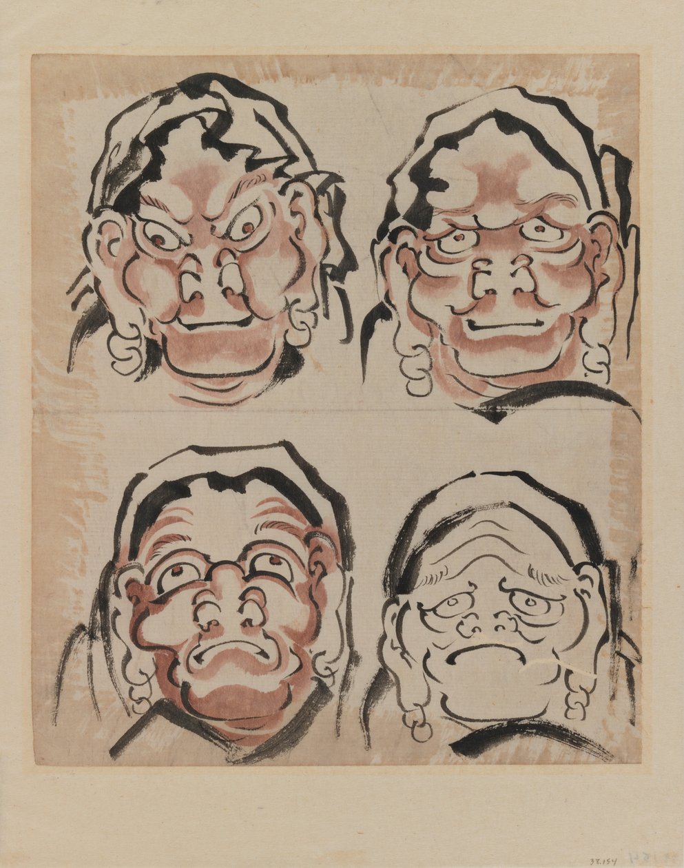 Schizzo di quattro volti da Katsushika Hokusai