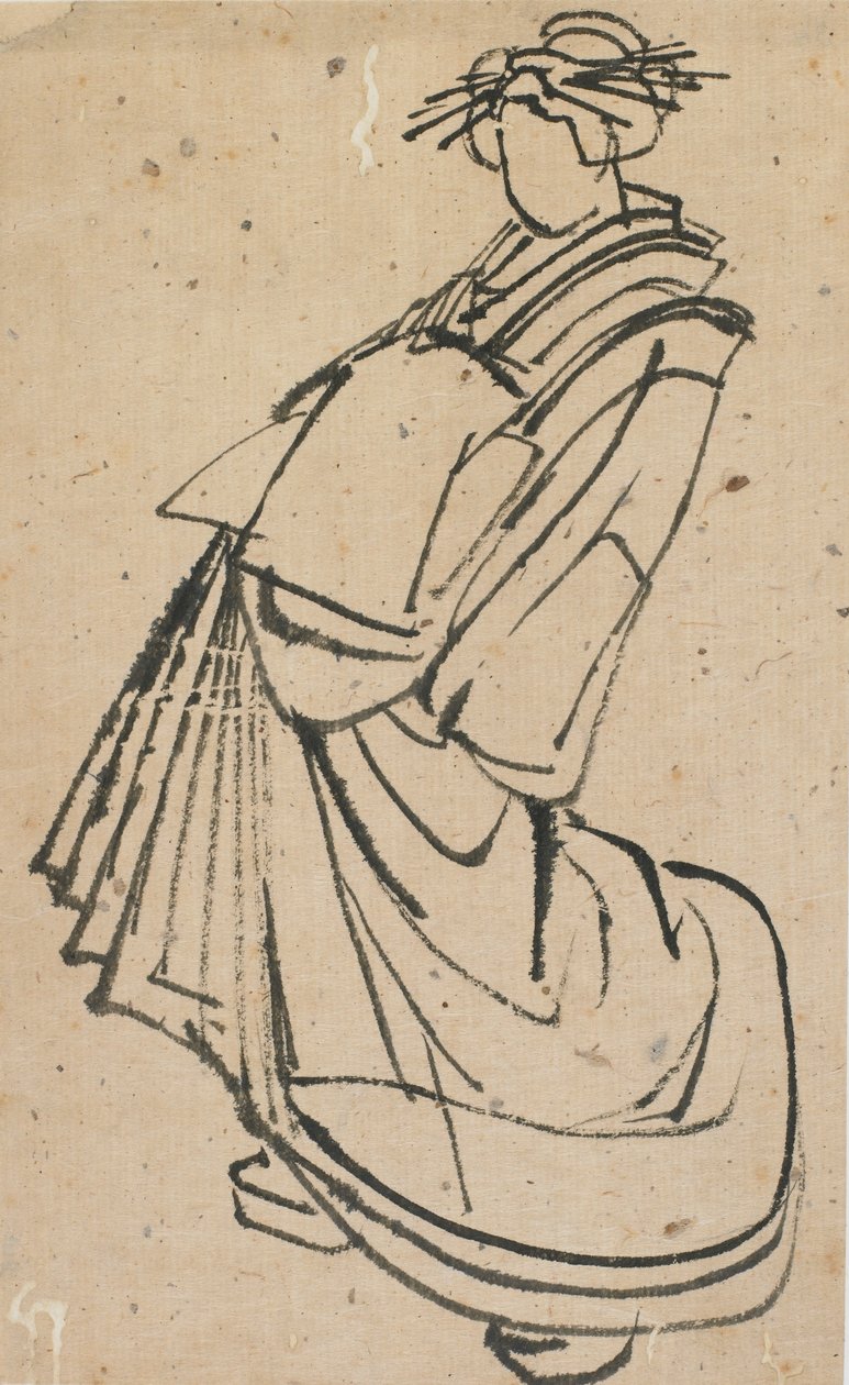 Schizzo di una cortigiana, fine XVIII-inizio XIX secolo da Katsushika Hokusai