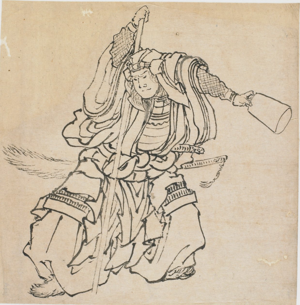 Guerriero in piedi in armatura completa da Katsushika Hokusai