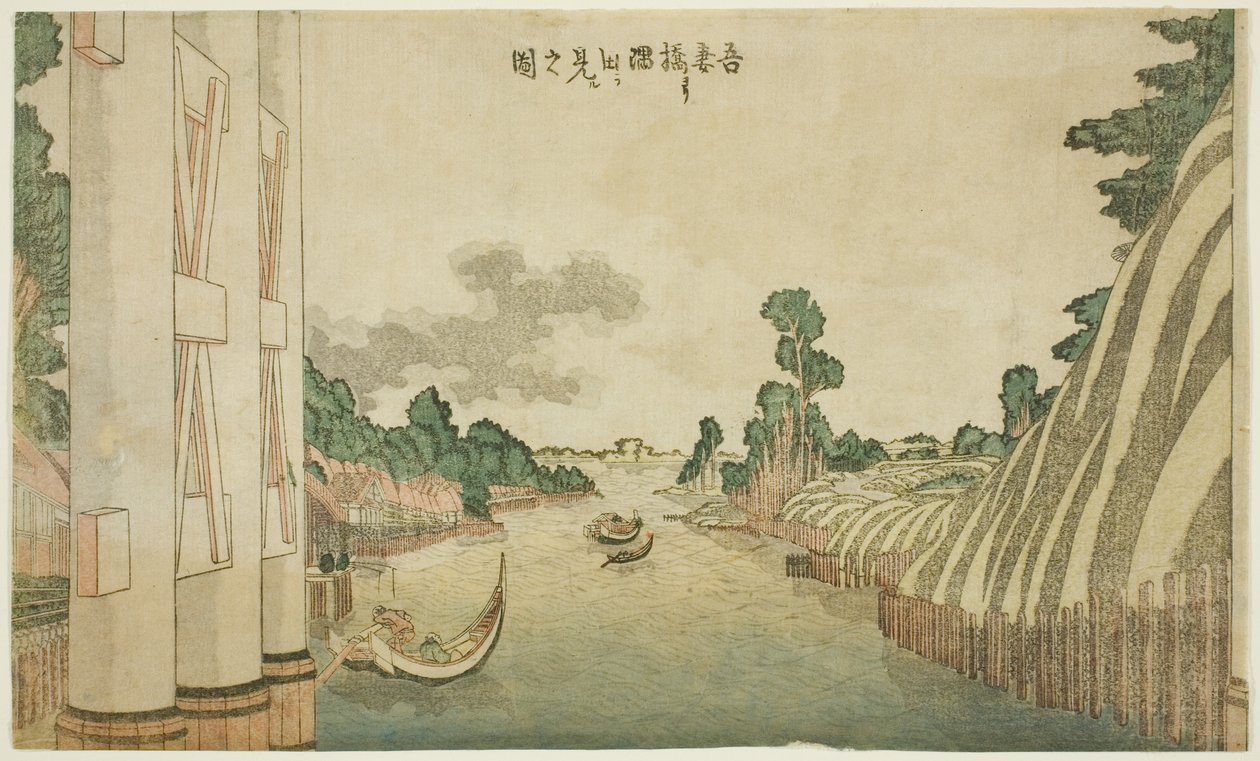 Fiume Sumida visto dal ponte Azuma (Azumabashi yori Sumida wo miru no zu), da un gruppo di paesaggi in stile occidentale da Katsushika Hokusai
