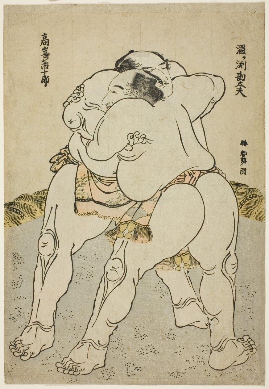 I Lottatori di Sumo Uzugafuchi Kandayu e Takasaki Ichijuro da Katsushika Hokusai