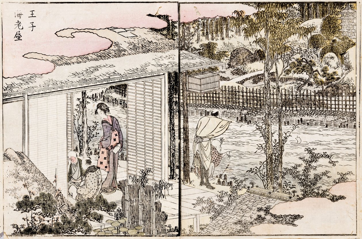 Il ristorante Ebiya a Oji. Dalla serie Piaceri nella Capitale Orientale, 1802 da Katsushika Hokusai