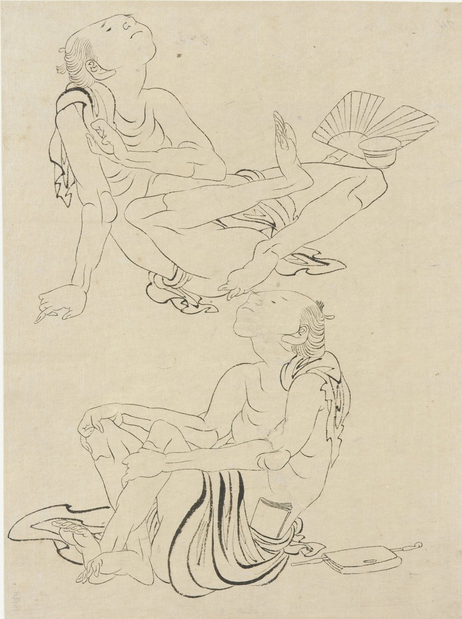 Due uomini che si rilassano in estate, periodo Edo (inchiostro su carta) da Katsushika Hokusai