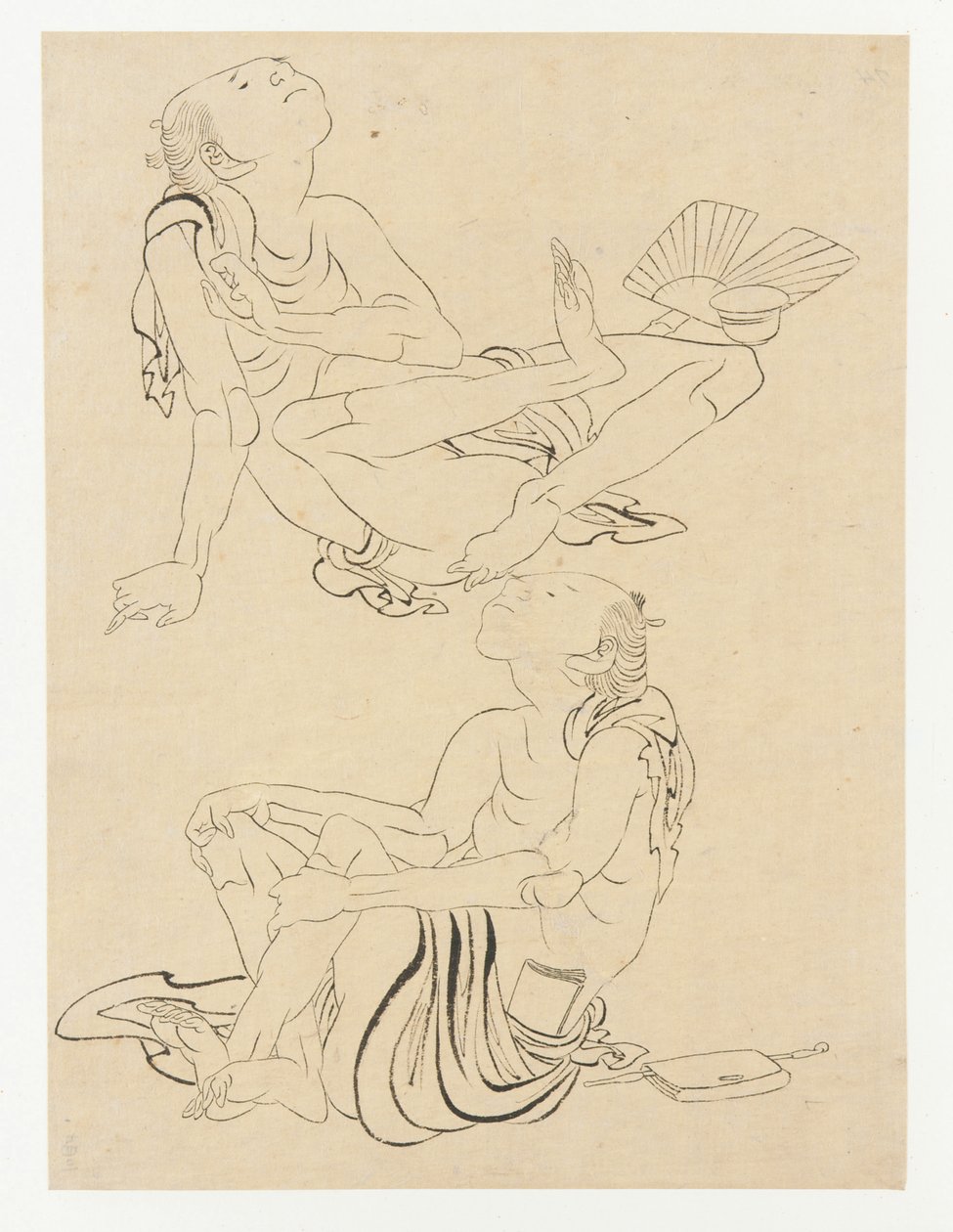 Due uomini che si rilassano in estate, periodo Edo, XIX secolo da Katsushika Hokusai