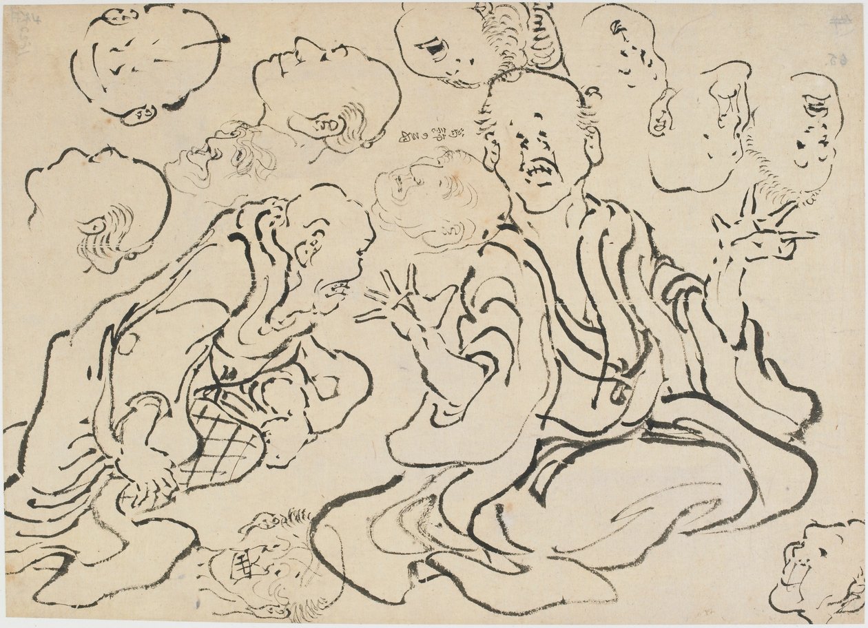 Volti vari, periodo Edo, ca. 1830 da Katsushika Hokusai