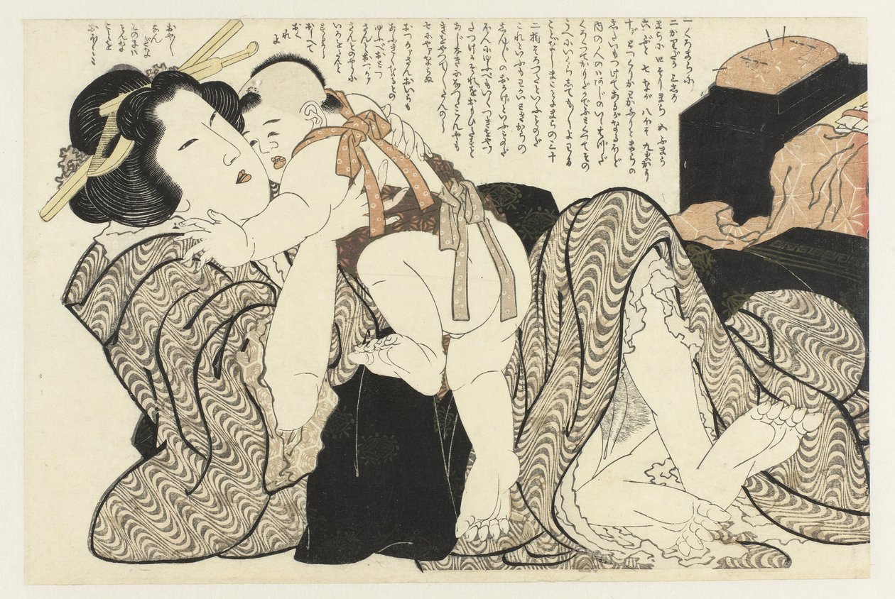 Donna con bambino da Katsushika Hokusai