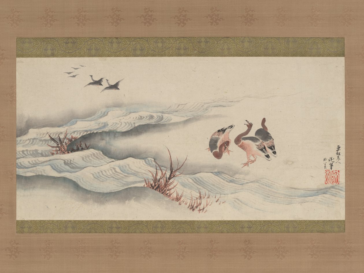 Oche selvatiche e acqua da Katsushika Hokusai