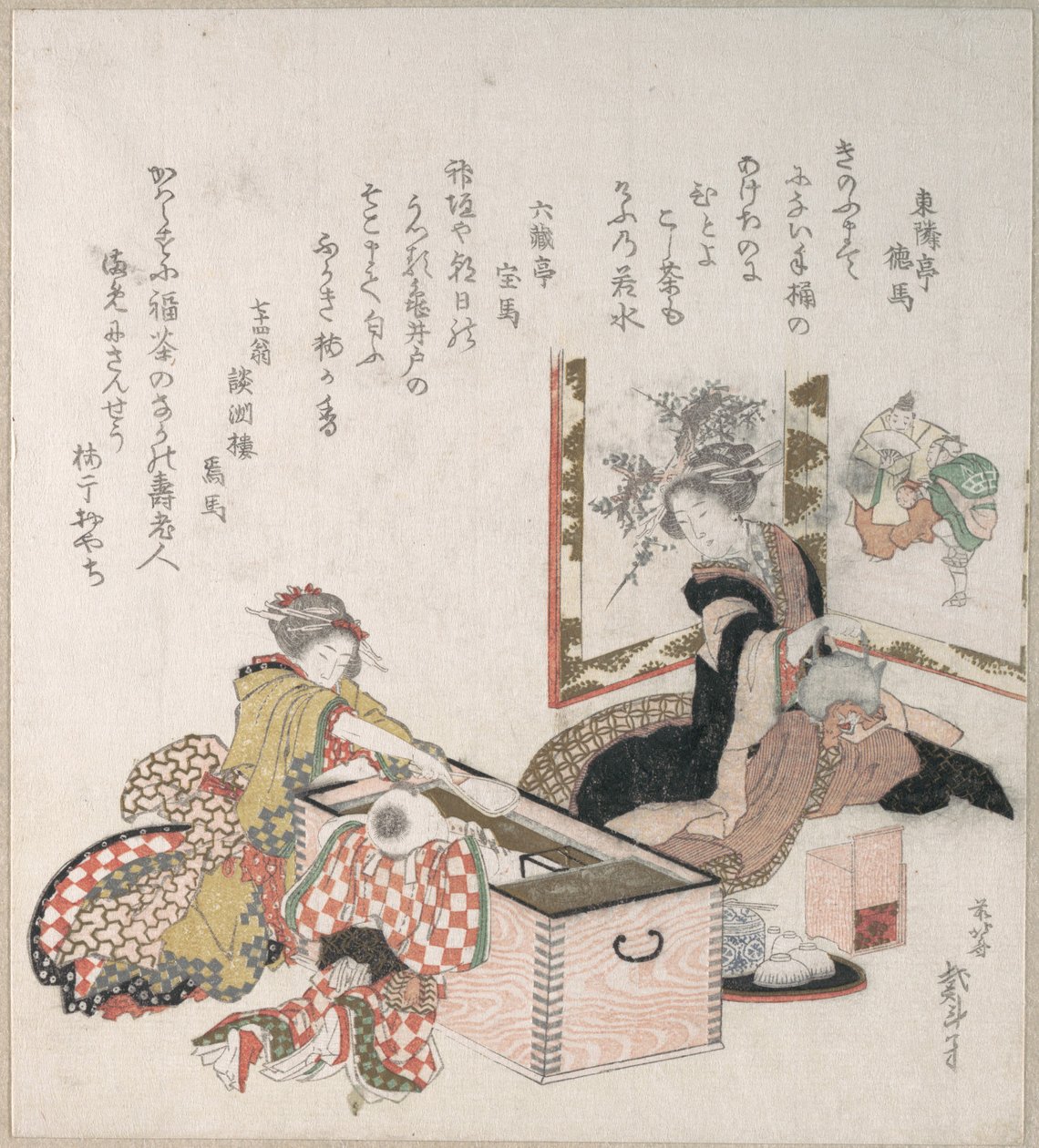 Donne che preparano il tè attorno al braciere da Katsushika Hokusai
