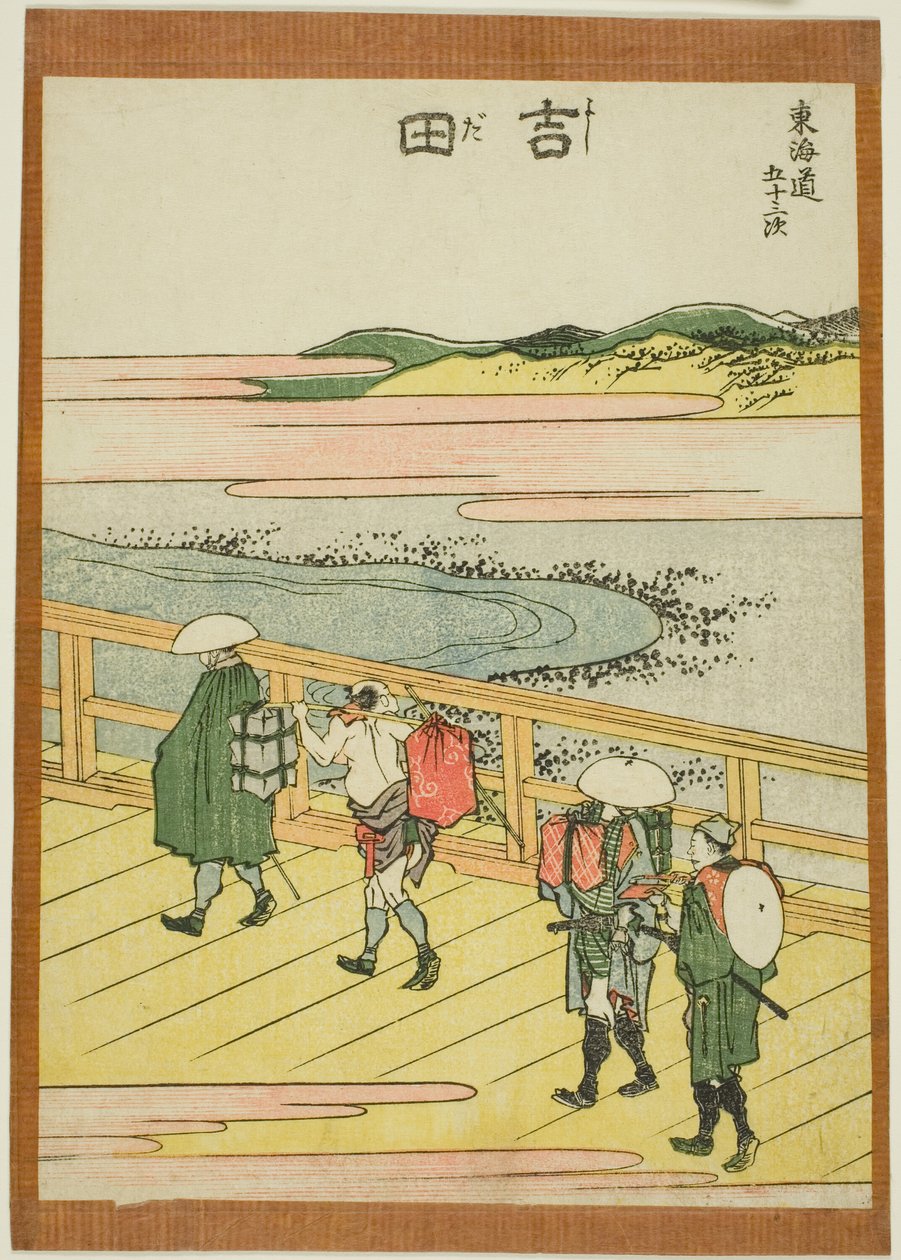 Yoshida, dalla serie "Le cinquantatré stazioni del Tokaido (Tokaido gojusan tsugi)" da Katsushika Hokusai