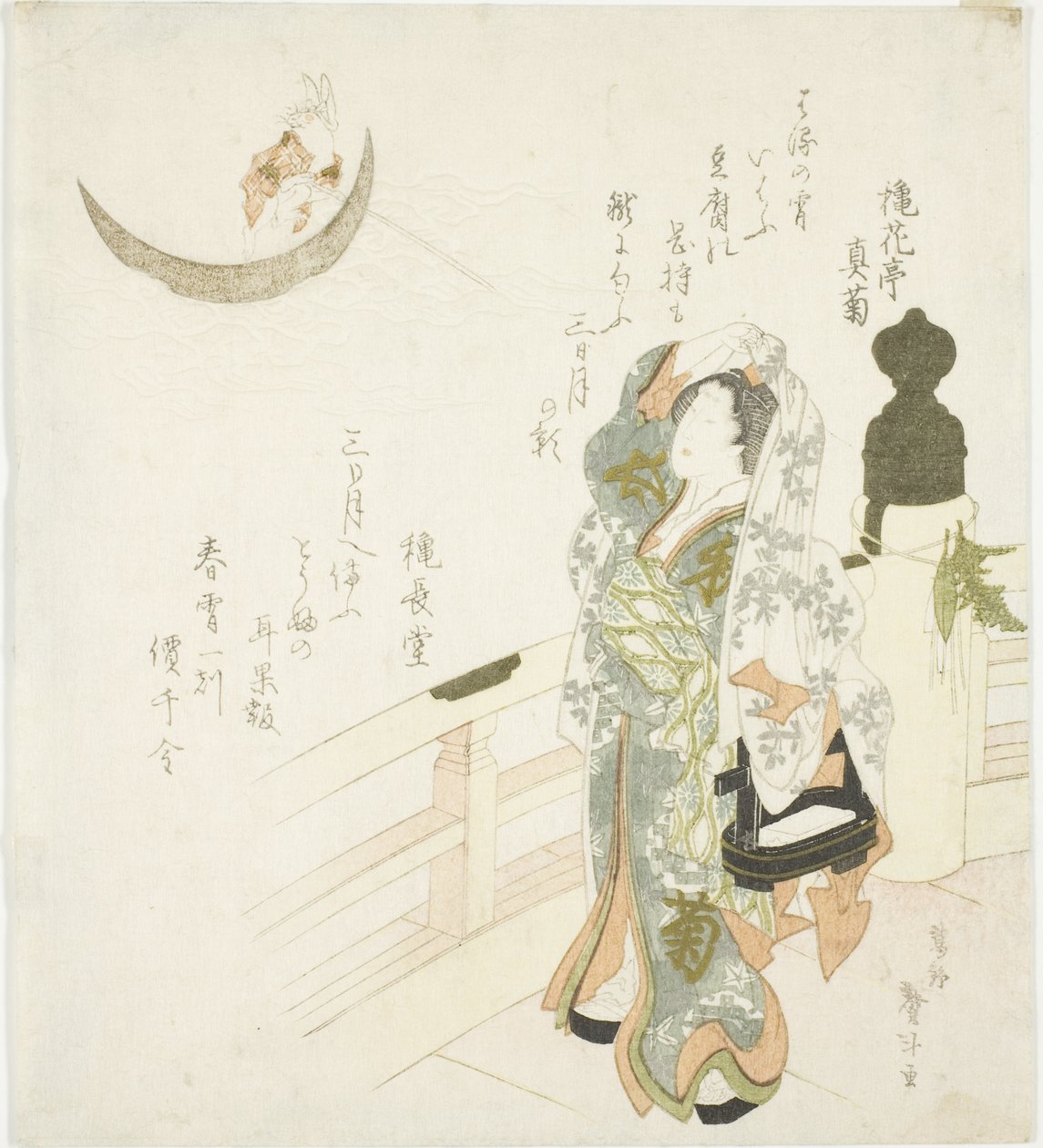 Donna sul ponte che guarda la luna da Katsushika Taito II