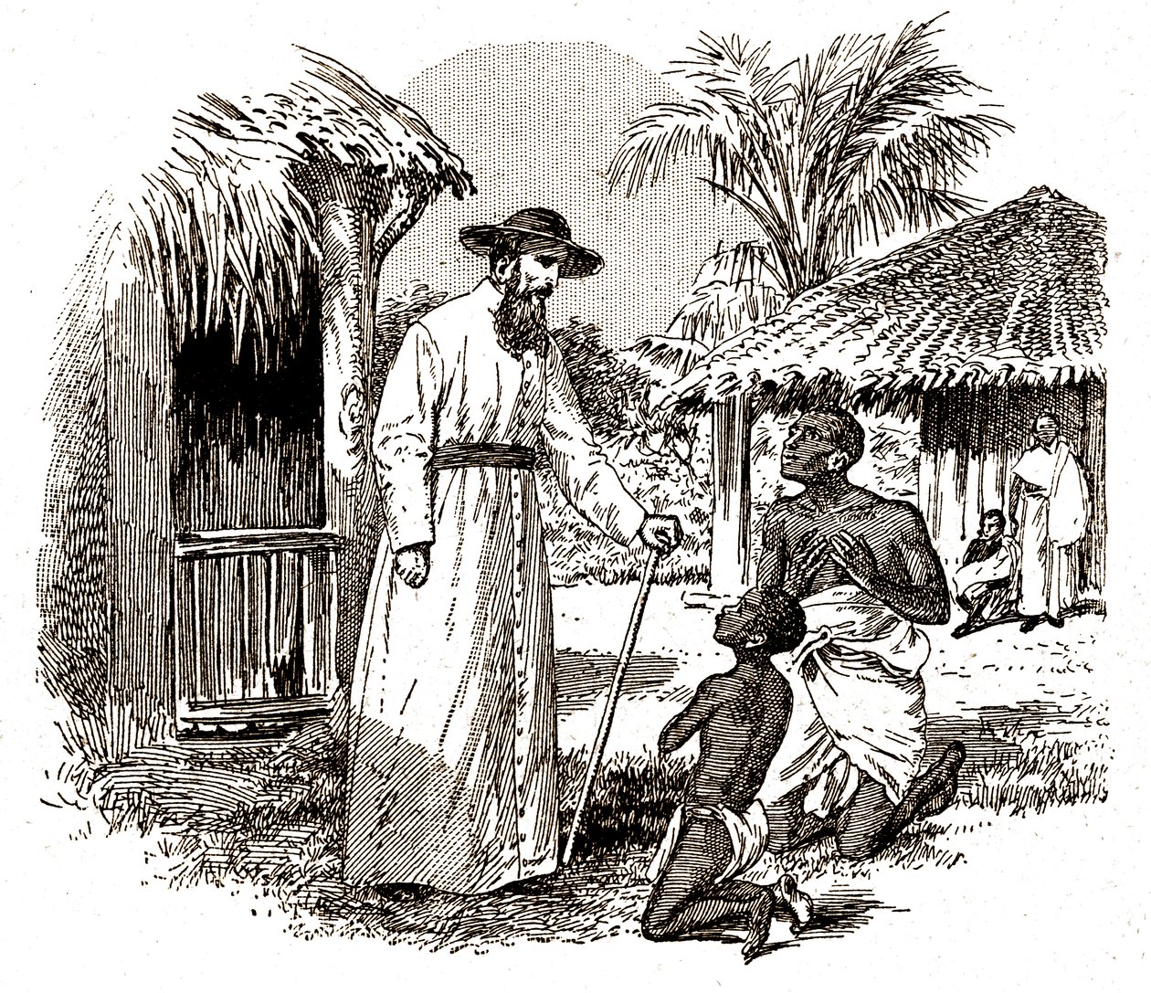 Un missionario cattolico in Africa che pratica una conversione su un bambino e suo padre da Alec Hunter