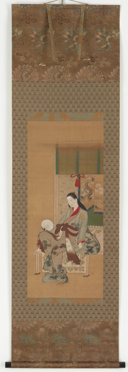 Una ragazza seduta su una veranda, periodo Edo, XVIII secolo da Kawamata Tsuneyuki